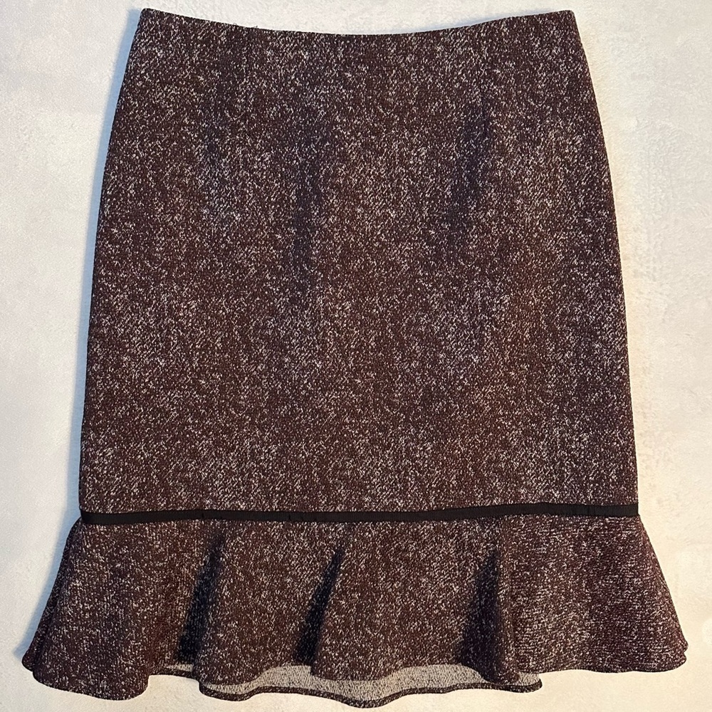 Nora Gardner Gracie Skirt 4 Merlot Tweed Flare Mermaid Burgundy & White NWT
